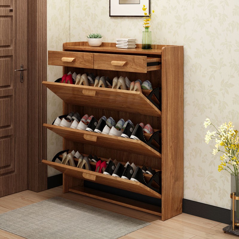 Simple Solid Wood Color Doorway Home Entrance Shoe Cabinet Shoe Rack Multi Layer Dust Storage Rack Simple Hall Cabinet Partition Cabinet Shopee Singapore