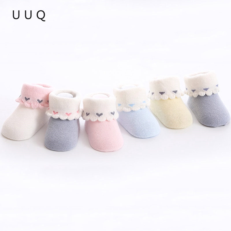 3pairs/lot Baby socks Korea for newborn girl love Princess lace short ...