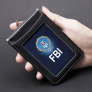 US Top Grade Genuine Leather ID Badge Holders with Neck Lanyard Formal Staff Office Worker Supplies Magnet closed ID Card Secure Cover name tags Cases #7