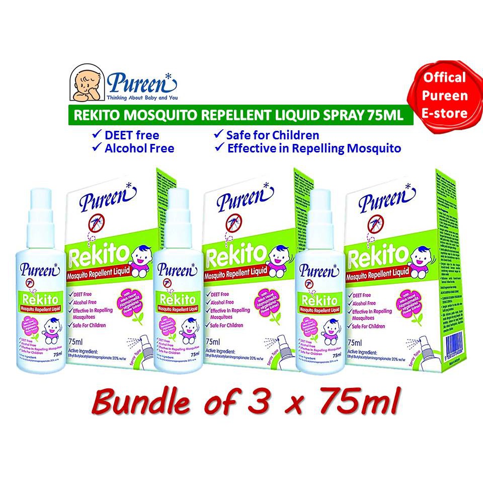 Pureen Rekito Mosquito Repellent Liquid Spray 75ml X 3 Bottles Shopee