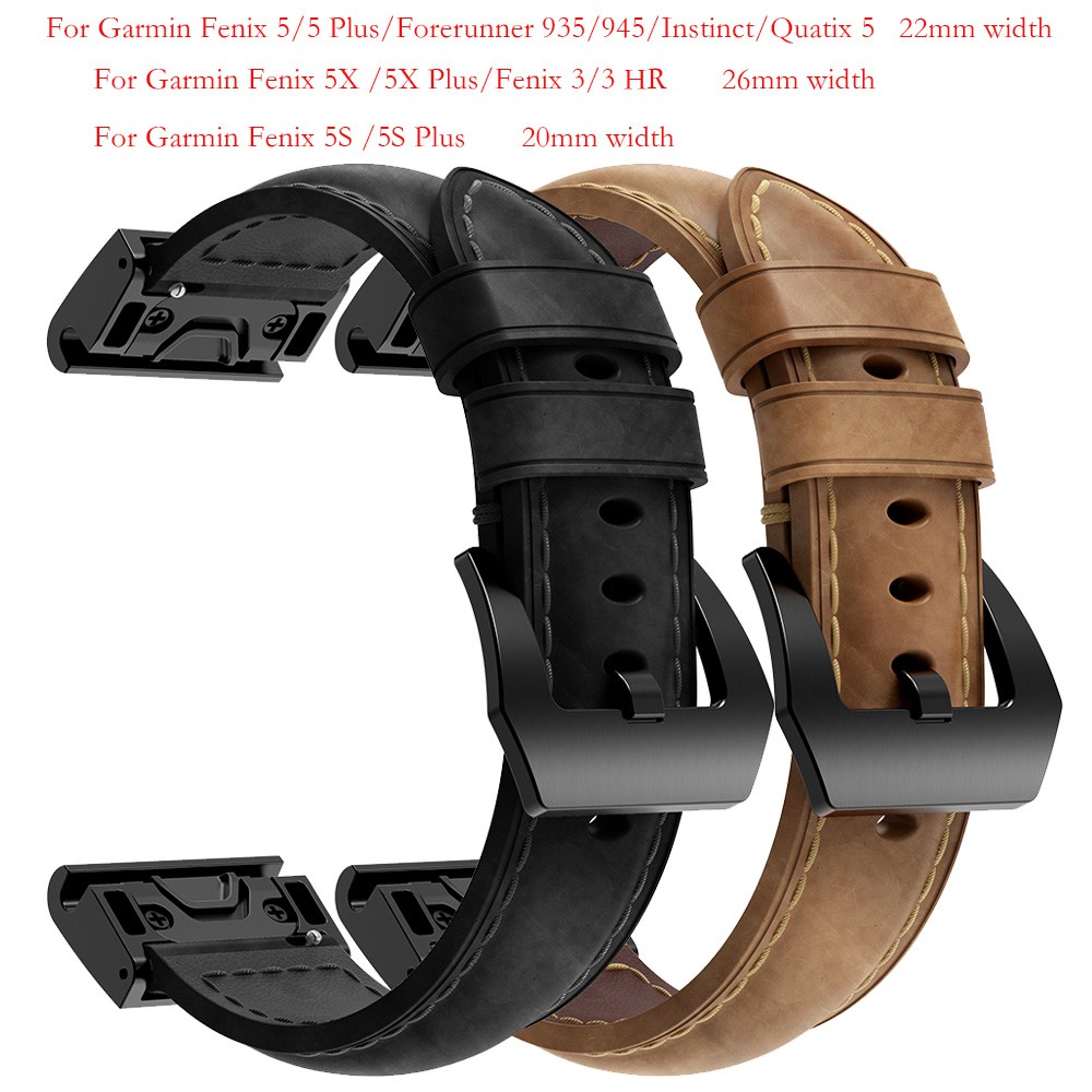 for Garmin Fenix 5/5X/5S Plus Watch Band Leather Strap 20mm 22mm 26mm Quick  Fit Wristband Replacement Bracelet