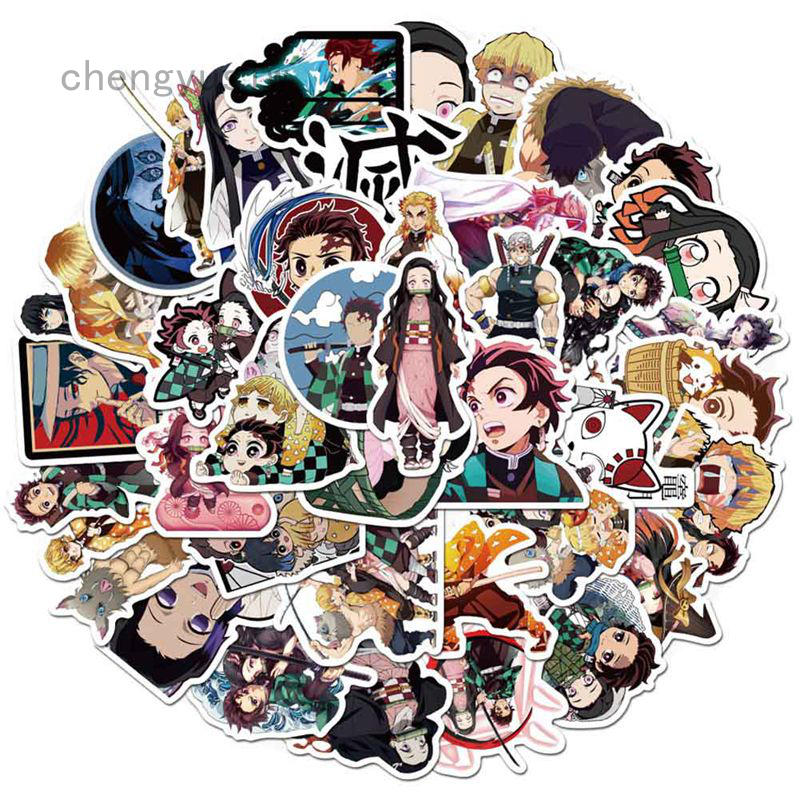 50PCS Demon Slayer Anime Stickers Skateboard Laptop Luggage Fridge Car ...