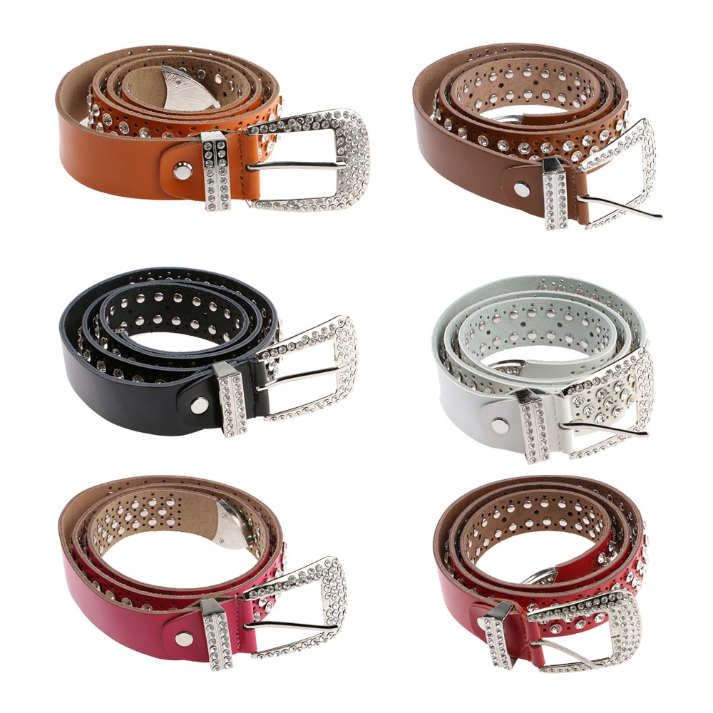 New Fashion Designer Rhinestones Belts For Women Cowhide Strap