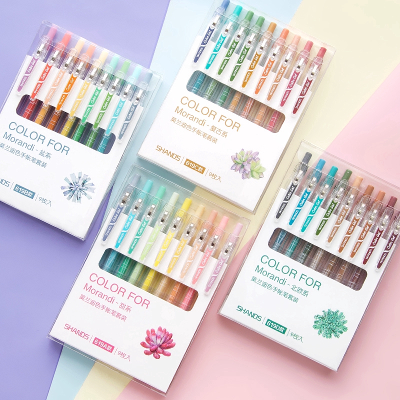9color Set Morandi Color Student Gel Pen For Note Special Hand Account