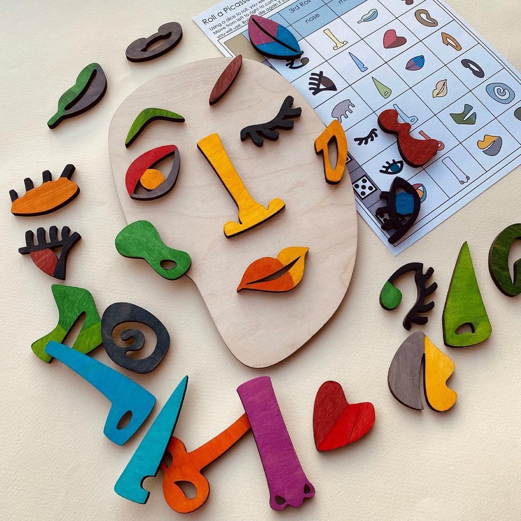 3D Kids Wooden Montessori Jigsaw Puzzle Children's Educational Stress Relief Face Puzzle