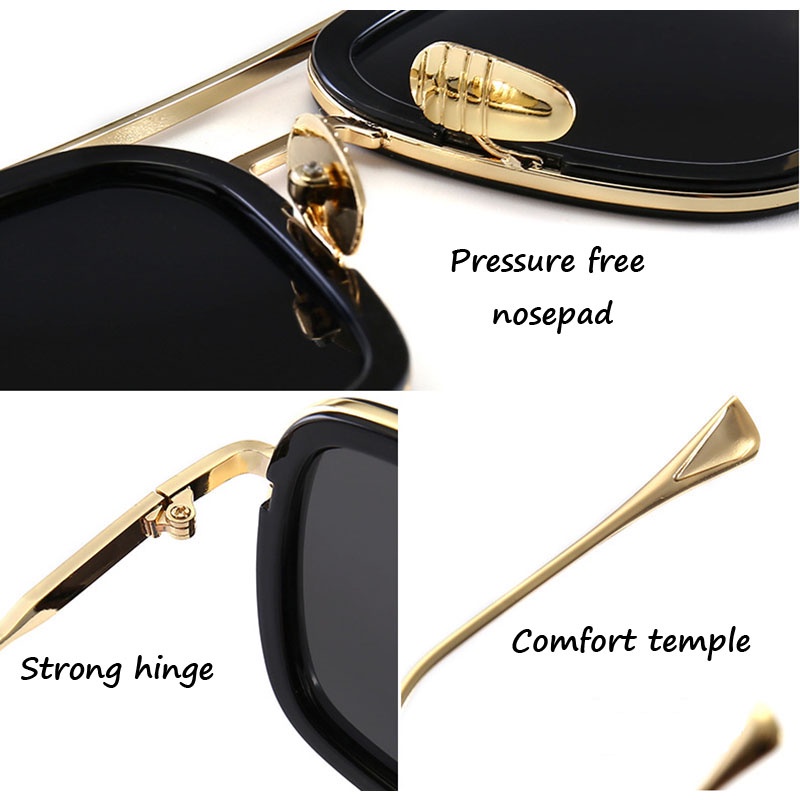 Cermin mata viral Sunglasses Tony Stark Iron Man Glasses Left to Spider-Man Far From Home Edith Glasses Mens Sunglasses