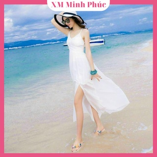 Women's Beach Dress - Maxi Party Dress With Two Straps Open Back Design Beautiful Luxury Fashion Xm Minh Phuc