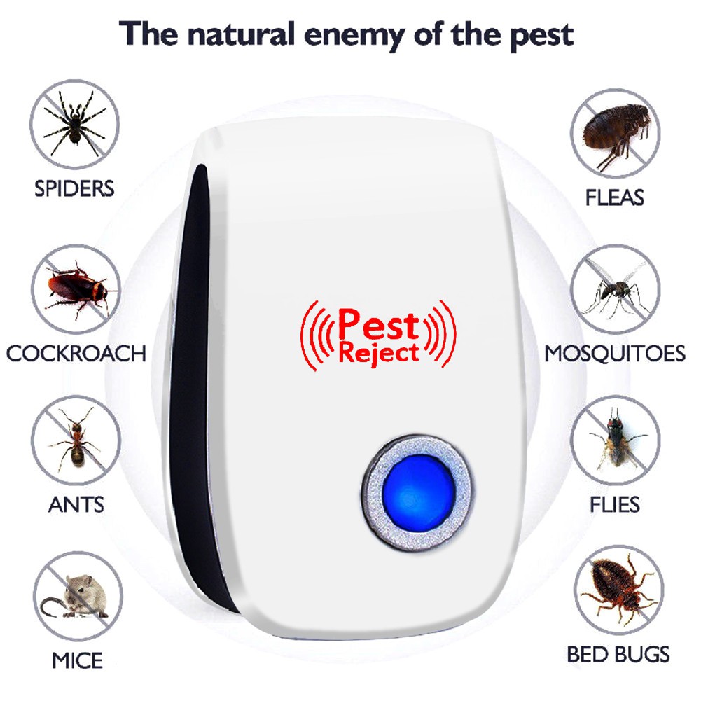 Cockroaches Bugs Flies Pest Control Ultrasonic Repellent Rodents Ants Set of 6 Electronic Plug-in Repeller for Insects & Rodents with Night Light- Repellent for Mosquitoes Spiders Mice 