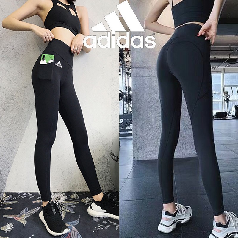 Adidas women's yoga belt pocket compression pants leggings running fitness  trousers | Shopee Singapore