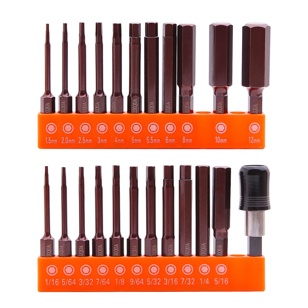 23Pcs Hex Head Allen Wrench SAE & Metric Screwdriver Drill Bit