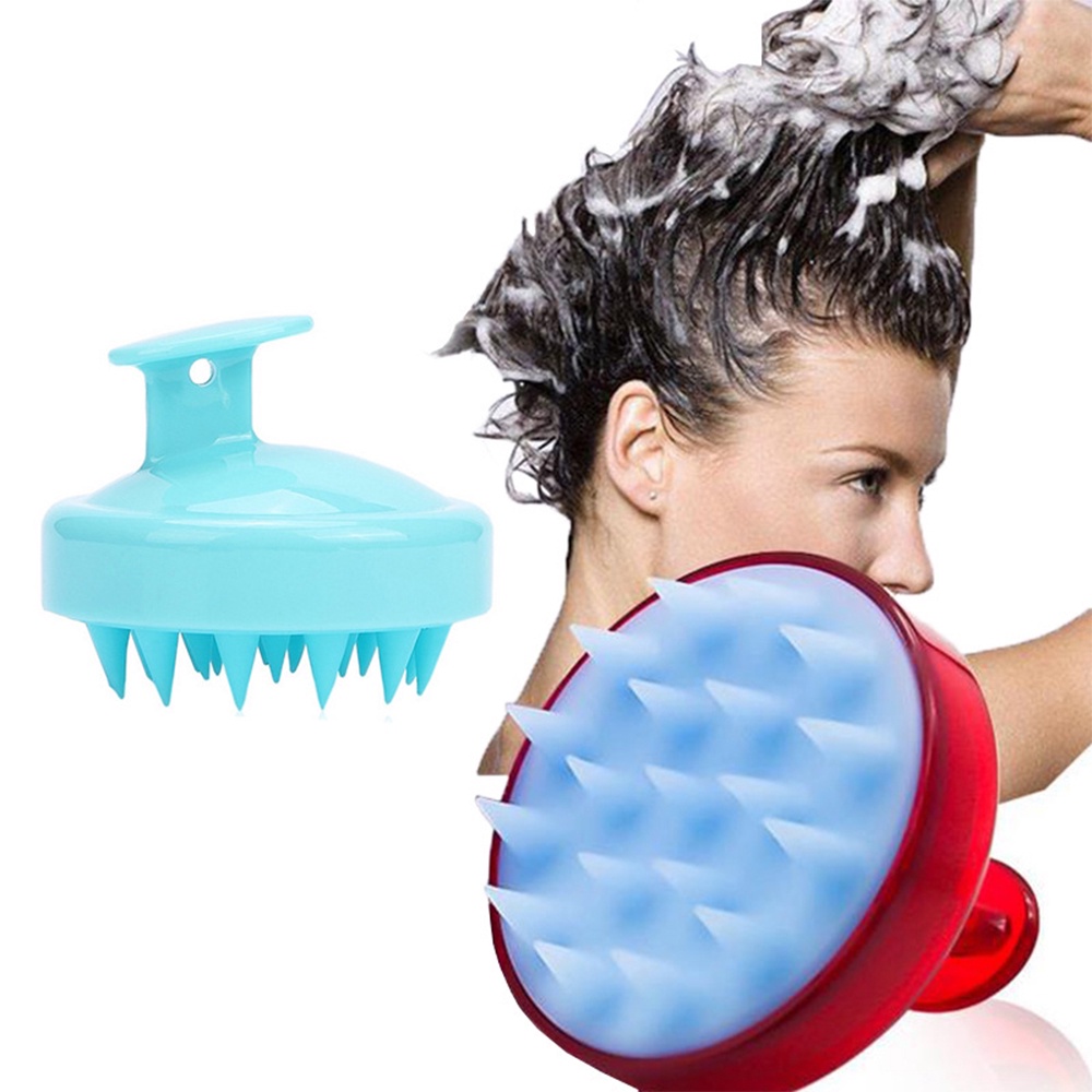 Round shampoo brush scalp massage comb active nerve hair comb silicone bath  brush bath shampoo tool | Shopee Singapore
