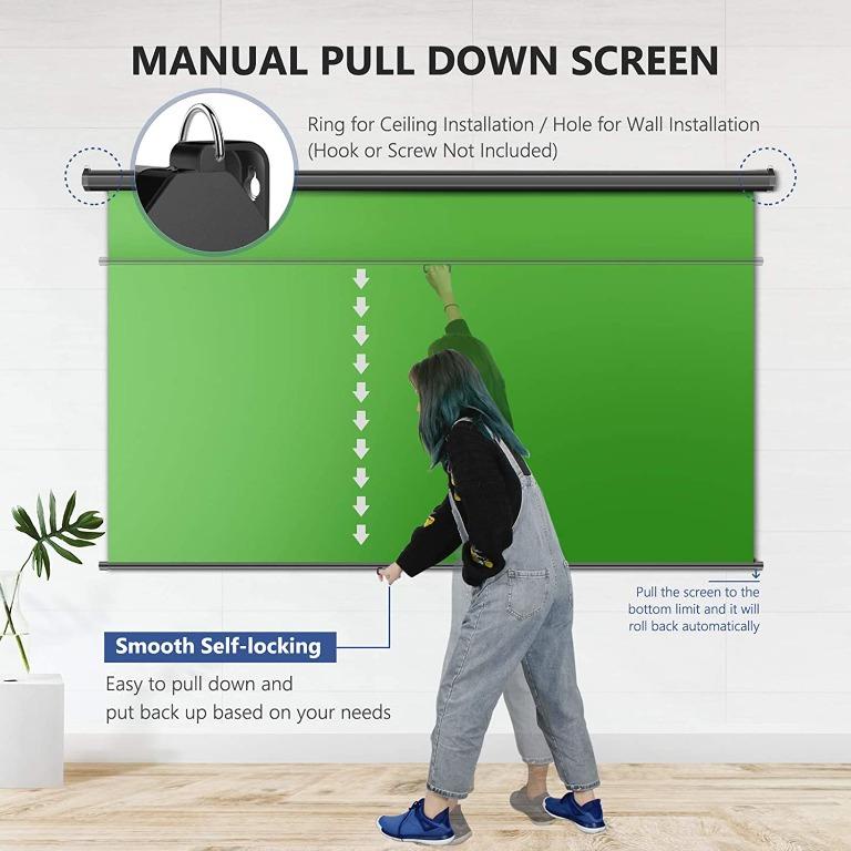 Retractable Green Screen WallMounted Pull Down Backdrop Portable