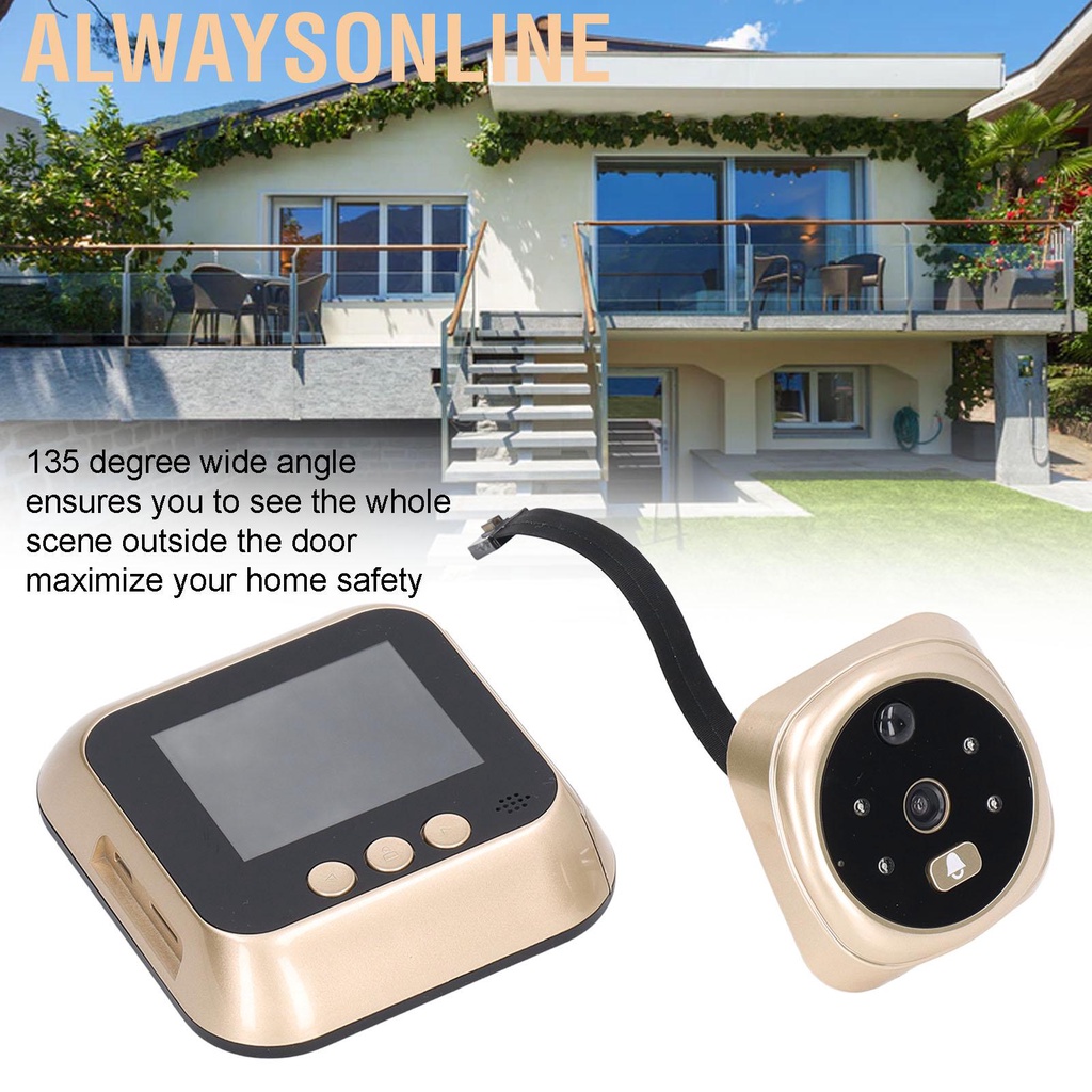 Alwaysonline 2.8in Doorbell Digital Door Viewer Peephole Camera IR Night Vision 135 Degrees Wide Angle Video Intercom