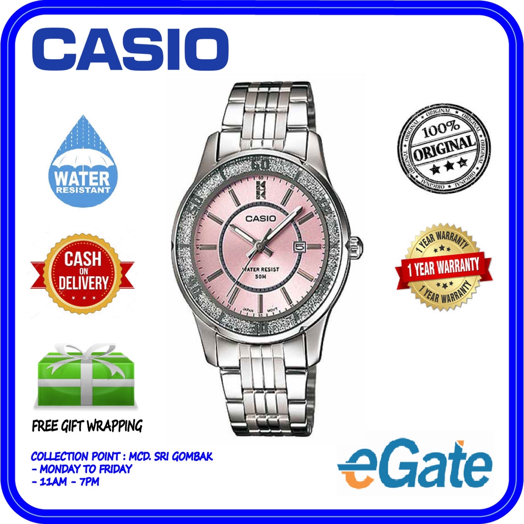 Casio Ltp 1358d 4av Ladies Analog Date Display Fashion Pink Dial Original Watch Shopee Singapore