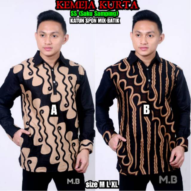 Batik Shirt Spoon Classic Batik Combination Qurta Model Shopee Singapore