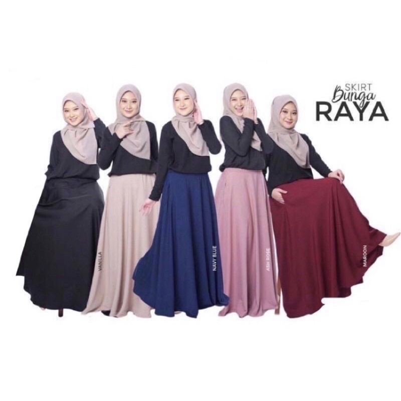 [Shop Malaysia] raya flower skirt muslimah women skirt muslimah mermaid ...
