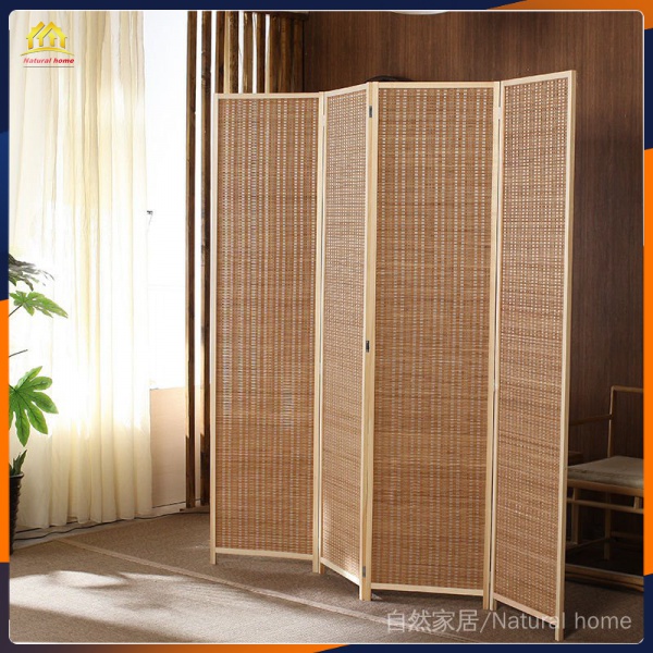 Partition wall New Chinese style bamboo woven solid wood screen living ...