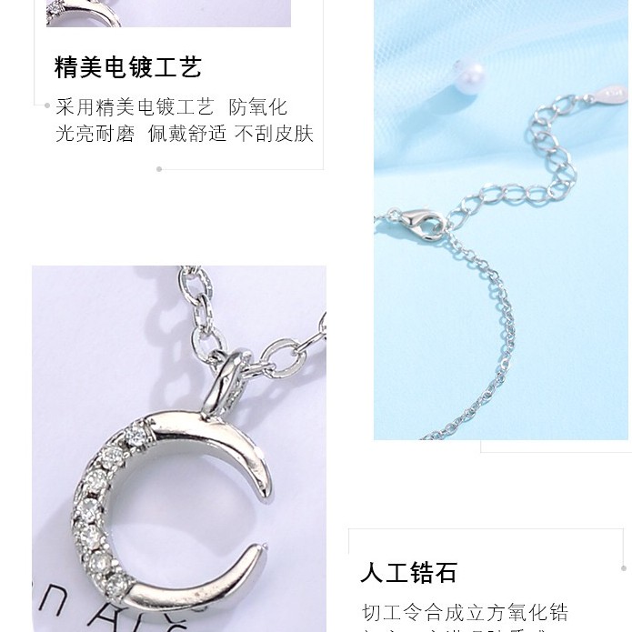 Image of 【In Stock】 Fashion korean shine flashing zircon moon mini star tassel silver bracelet pretty girl starry sky bracelet wild accessory #6