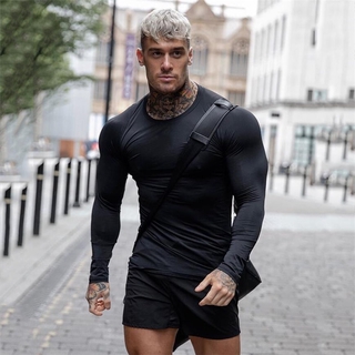 FUNEY Fashion T-Shirt for Men Muscle Gym Workout Athletic Shirt Pleated Raglan Sleeve Bodybuilding Cotton Tee Shirt Top 