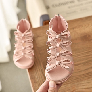 New Arrival Fashion Girls Bowtie Roman Shoes 2-18 Years Old Kids Anti-skid Soft Leather Sandals #1