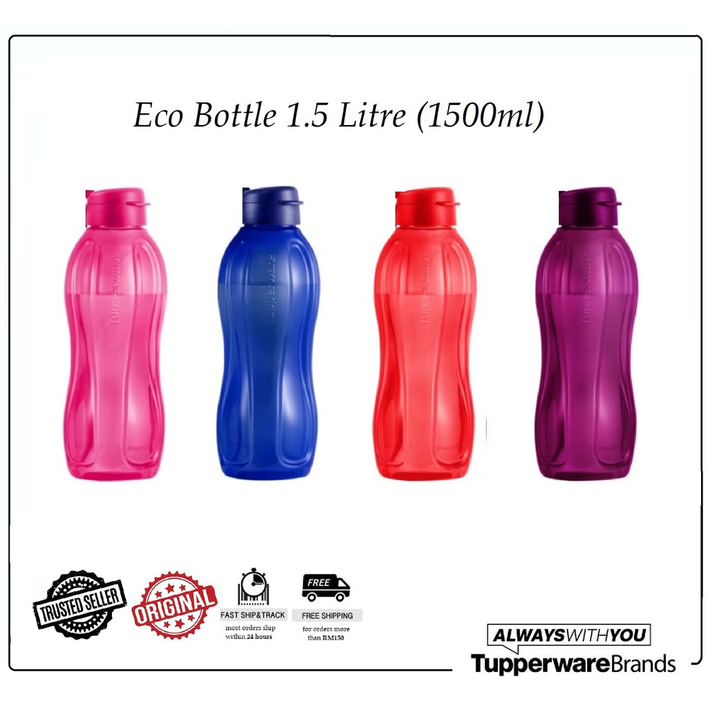 Tupperware Eco Bottle 1.5L Flip Top Red Purple Blue Pink BPA Free Water