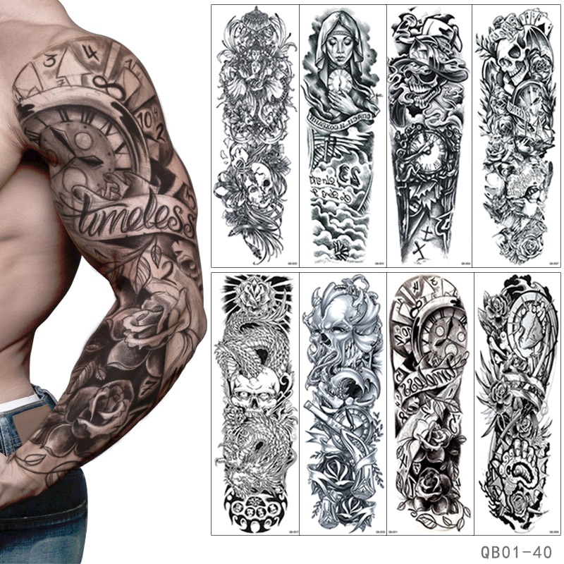Body Art Arm Fake Sleeve Tattoos For Men Waterproof Wolf Tiger Chinese  Dragon Sticker Temporary Fox Tattoo | Shopee Singapore