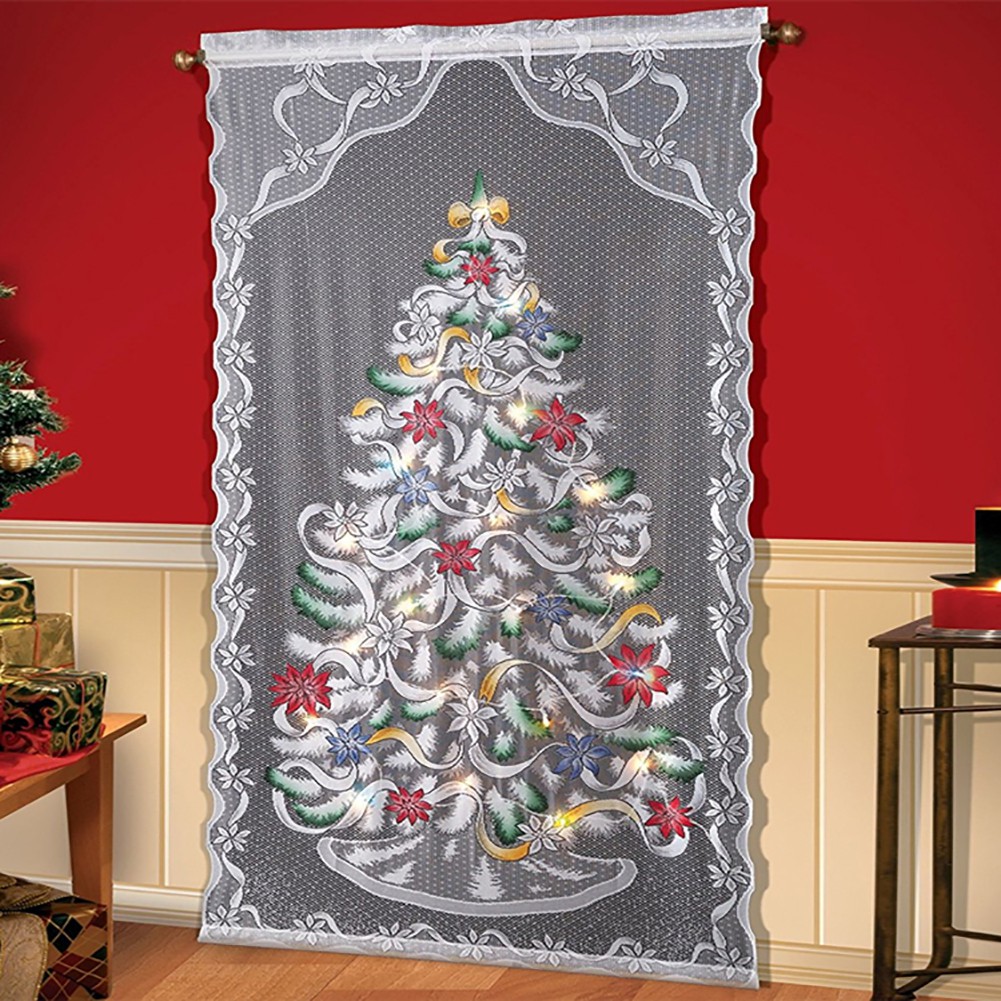 Bully Christmas Curtains Colored Christmas Tree Lace Christmas