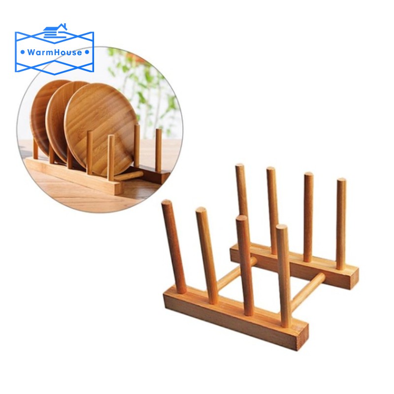 Wooden Drainer Plate Stand Wooden Dish Plate Fold Rack Holder