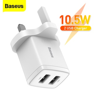 [ 3 Pin UK Plug ] Baseus Mini 10.5w Dual USB Charger For IP Huawei Xiaomi IPd Wall Charger