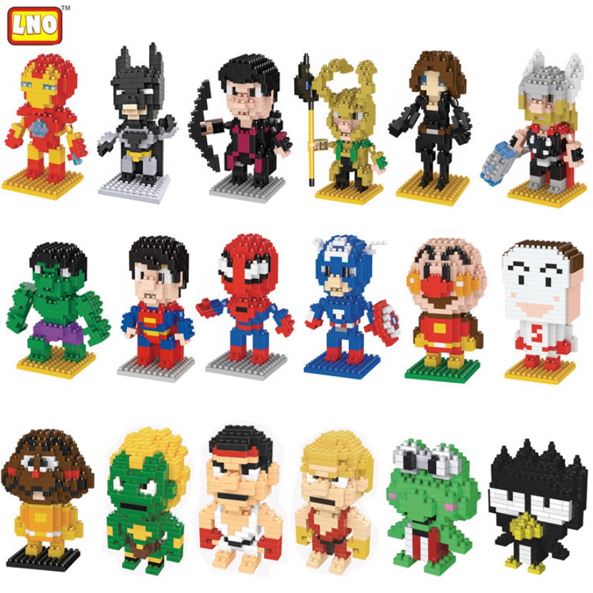 LNO Marvel Superhero Series Mini Buildings Nano Avengers Blocks Toy ...