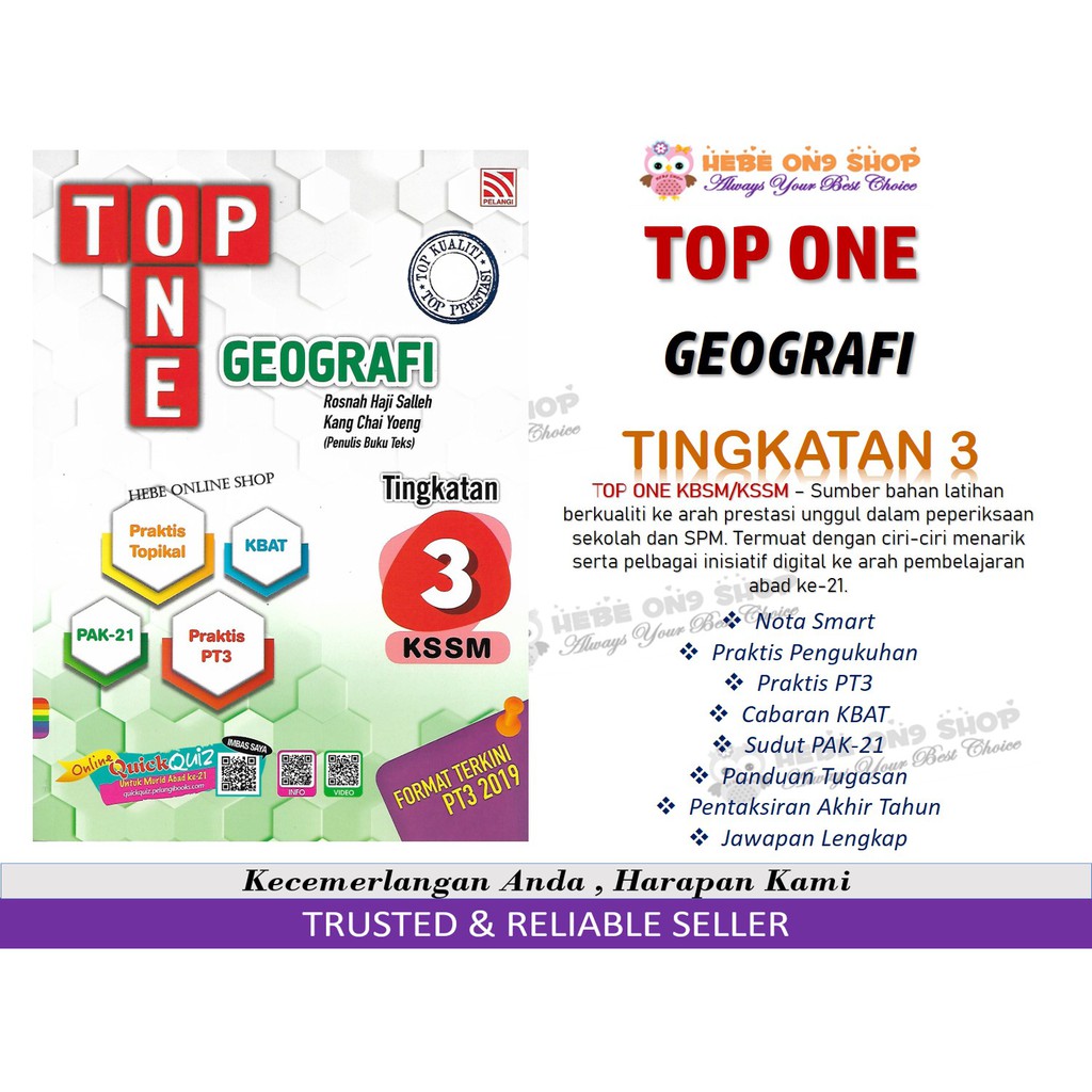 Top One Geografi Tingkatan 3 Kssm Edisi 2020 Buku Kerja Pelangi Shopee Singapore