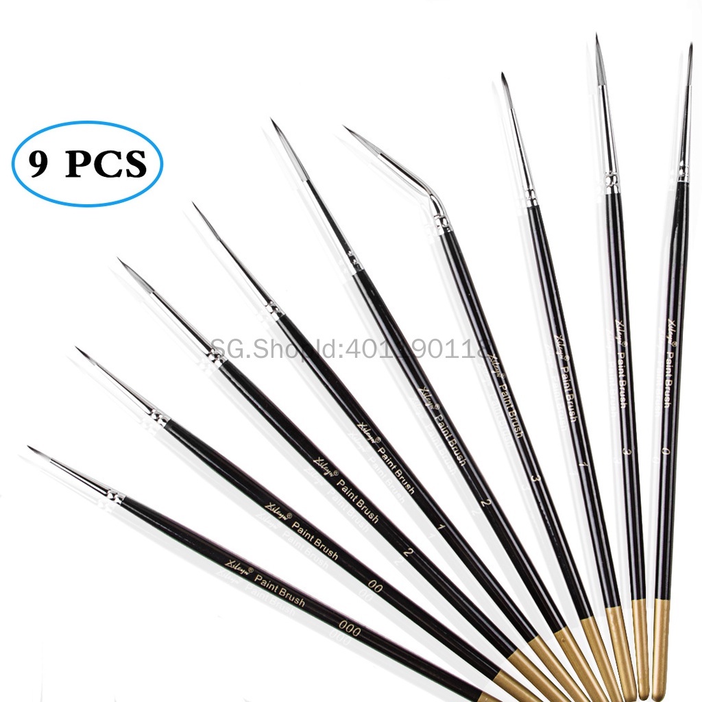 9pcs Detail Liner Paint Brush Set Miniature Brushes for Fine Detailing