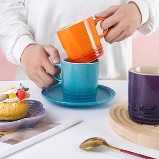 350ML French Le Creuset Mug Morandi Color Mug Murah  Stoneware Rainbow Mug Tea Cup Colorful Breakfast Maker Macarone Water Cup Milk Coffee Couple Cup #1
