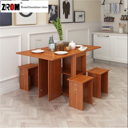 Modern Minimalist Solid Wood Folding Dining Table And Chair Combination Rectangular Household Small Table Shopee Singapore