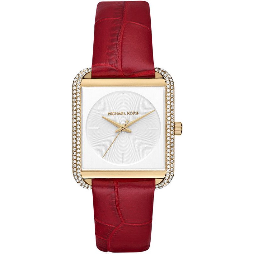 michael kors red leather watch