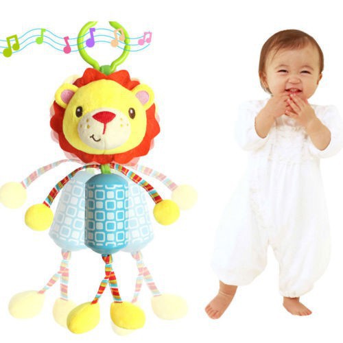 Kids Baby Crib Cot Pram Bed Stroller Hanging Plush Toy Rabbit Bear Bell /& Music
