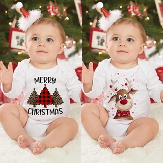 Merry Christmas Toddler Baby Long Sleeve Romper Jumpsuit Infant Newborn Girls Boys Outfit Christmas Deer Print Clothes Gifts #0