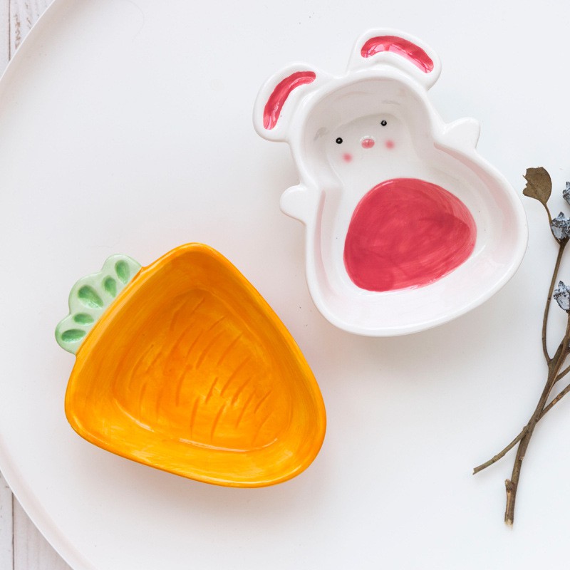 Cartoon Hand-painted Bunny Carrot Ceramic Dishware Bowl Baby Eating ...