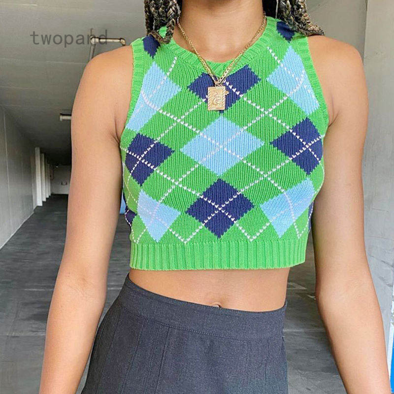 cropped argyle sweater vest