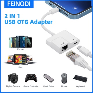 FEINODI Light-ing i-Phone Type C to RJ45 Ethernet lan adapter,Light-ing Pad to OTG HDMI Camera card reade with Charging