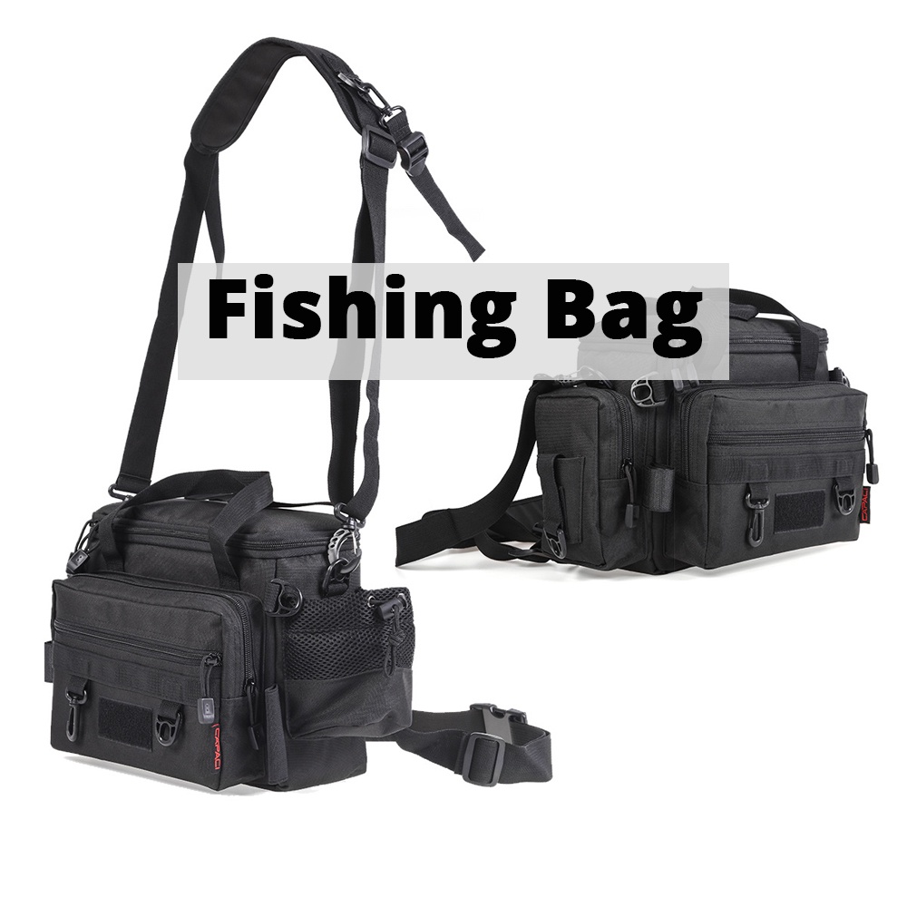 Black Single Shoulder Bag Outdoor Sports Messenger Bag Lures Lixada Multifunctional Fishing Tackle Bag Waist Pack 