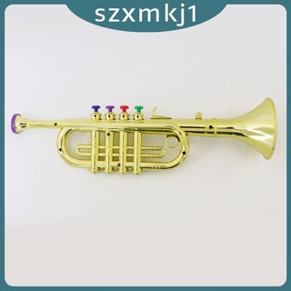 Look at me Durable Plastic Trumpet Wind Musical Instrument Kids Musical Toys Gold Color