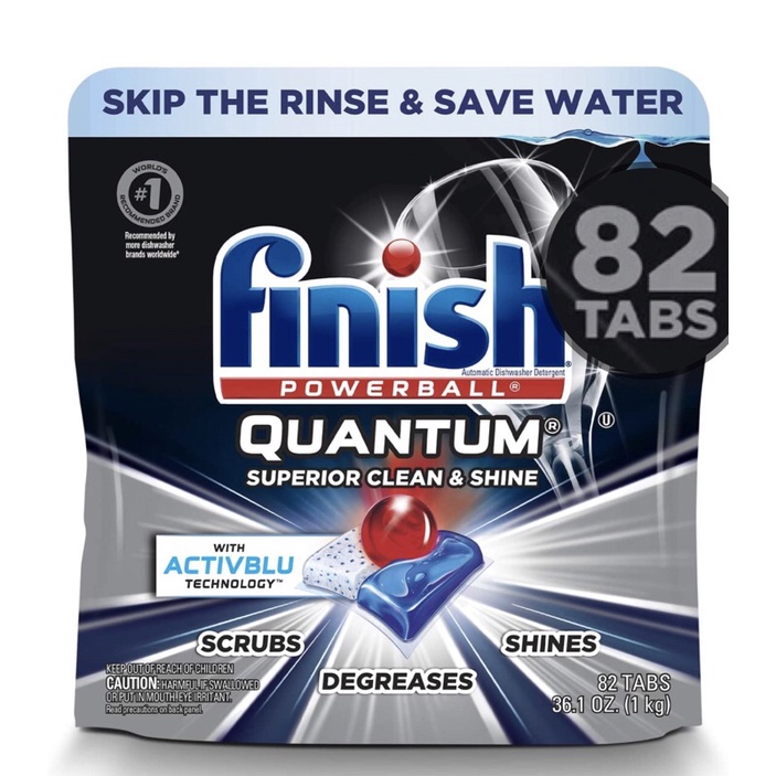 Finish Quantum Dishwasher Detergent Powerball Ultimate Clean & Shine Dishwashing Tablets Dish 82
