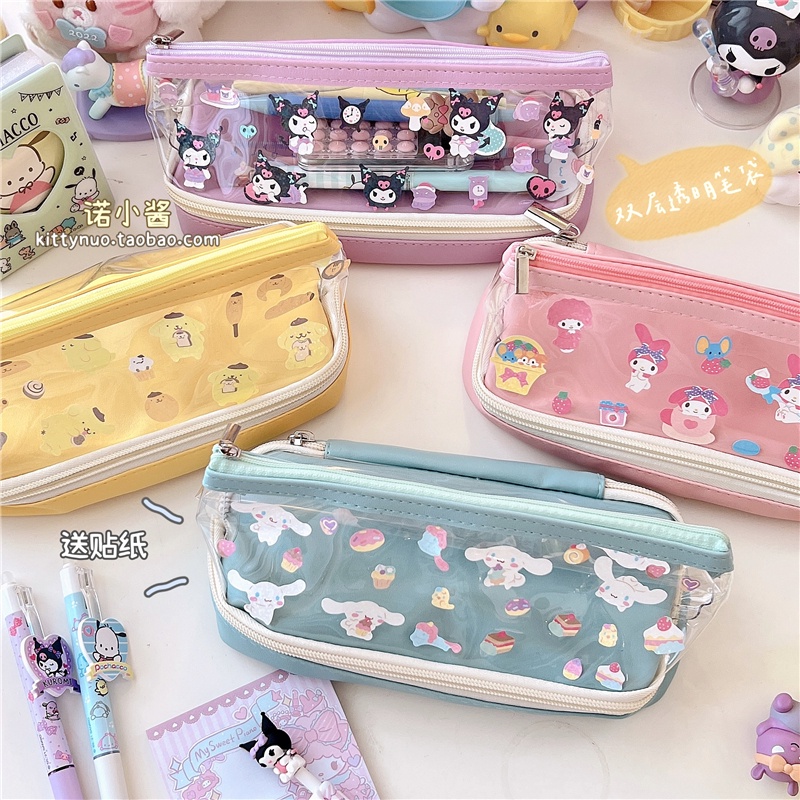 Sanrio Double Layer Zipper Pencil Case Cosmetic Bag Large Capacity ...