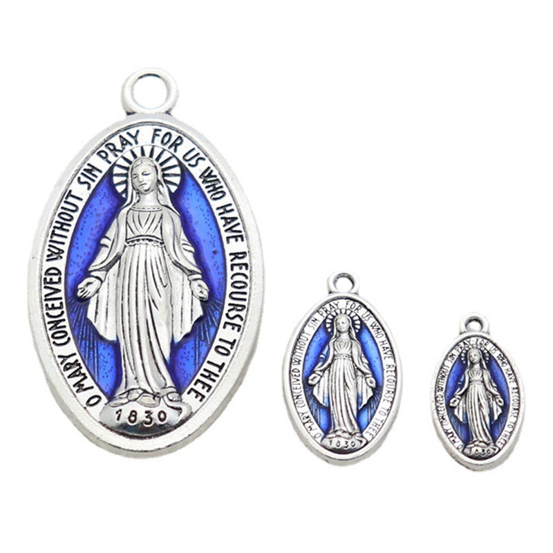 RUNNY 10x Christ Catholic Charms Miraculous Medal Blessed Virgin Pendant DIY Jewelry