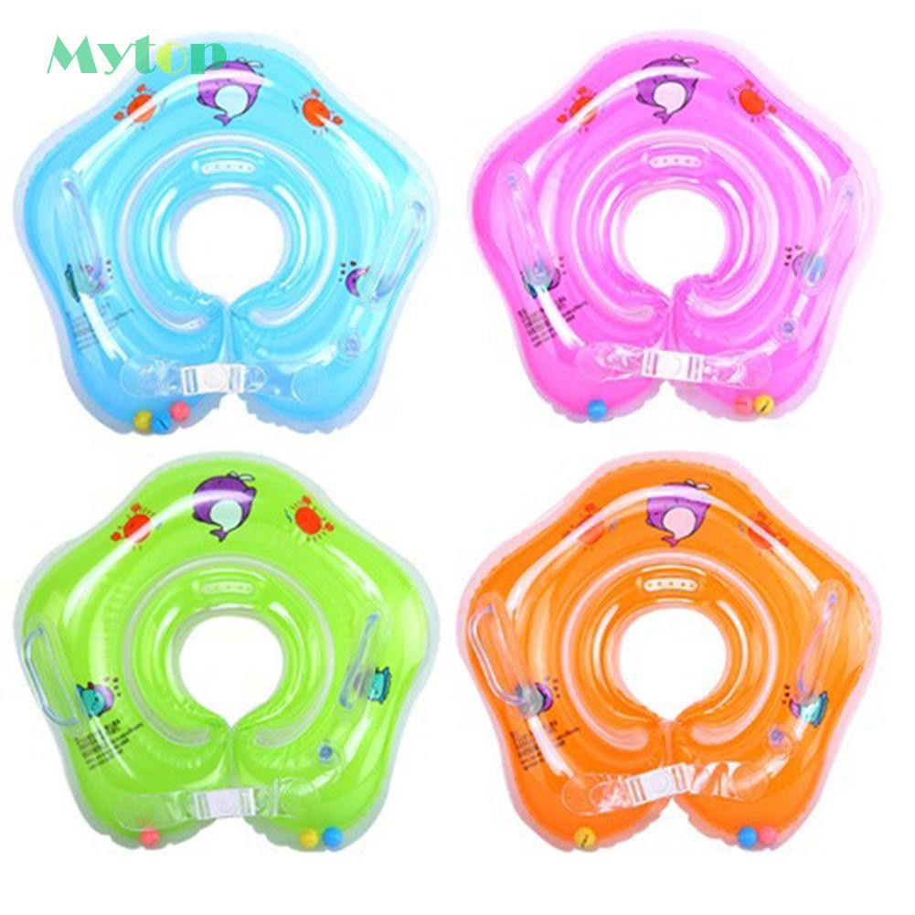 [mytop]Inflatable Baby Neck Ring Adjustable Life Buoy Float Circle Color Random