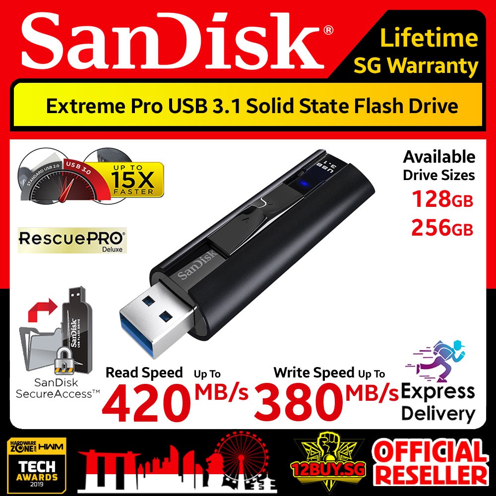 Sandisk Extreme Pro Usb 31 Solid State Flash Drive 420mbs 128gb 256gb Cz880 3pmsg 12buysg 6214