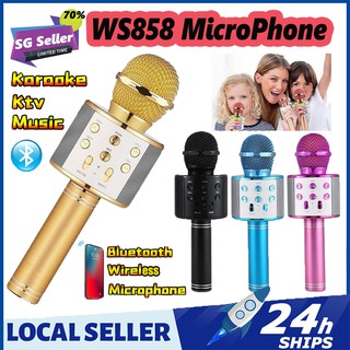 ✨Local Spot Delivery In 24H✨ WS858 Wireless Karaoke Microphone Portable Bluetooth KTV Music Singing Speaker Mikrofon 4.8