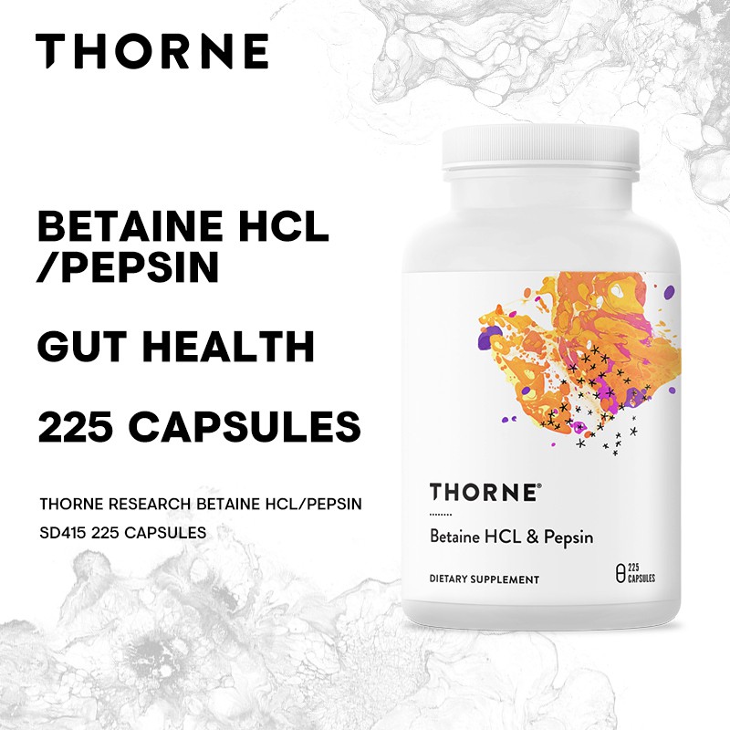 Thorne Research Betaine HCL & Pepsin 225 Capsules (BBE: 10/2023 ...