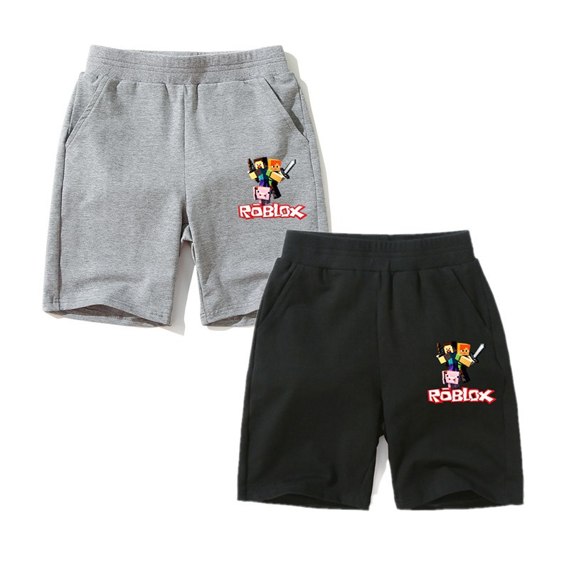 Boys Shorts Roblox Fashion Short Pant Kids Cotton Bottoms Child Trousers Shopee Singapore - black shorts with belt roblox